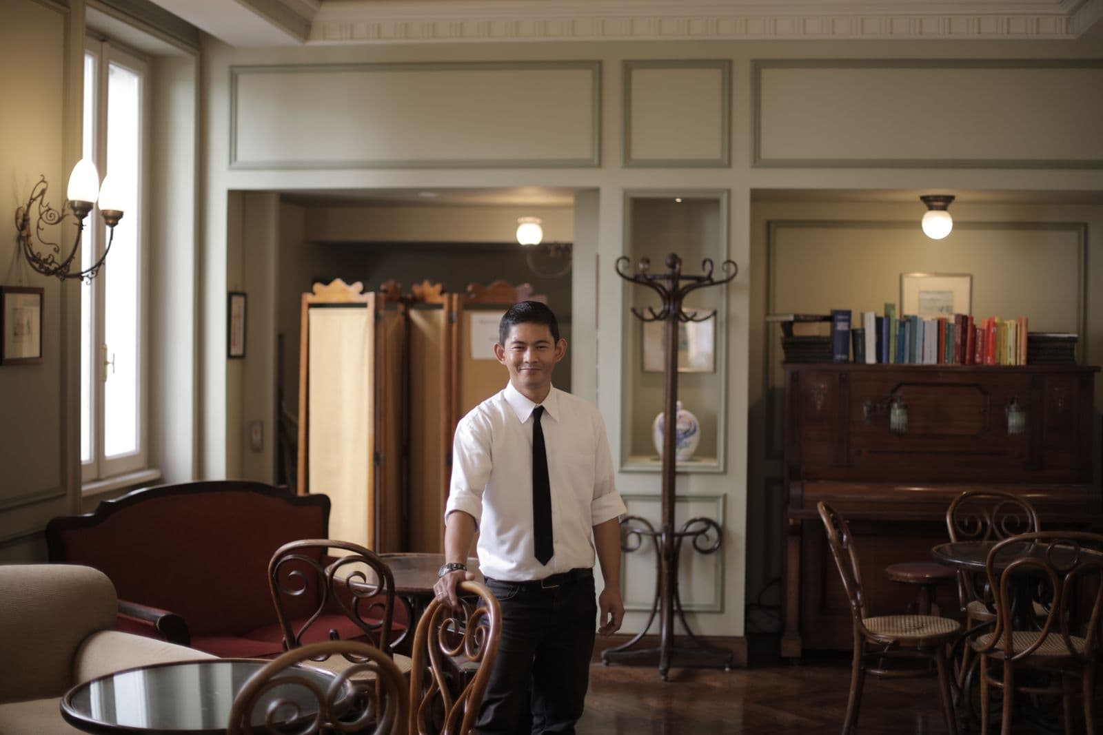Hotel and restaurant staff at the reception desk