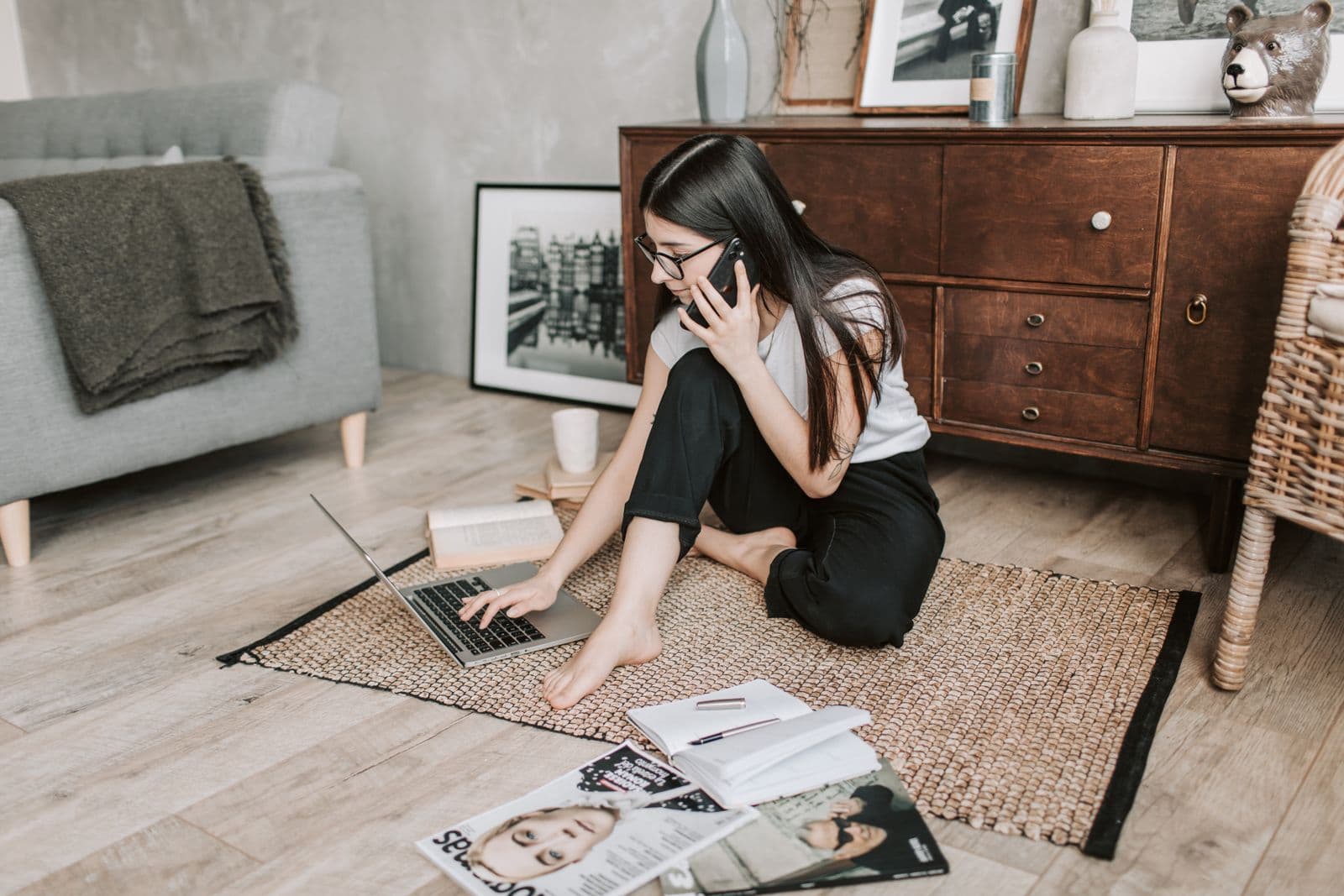 Buyer browsing a furniture and home decor catalogue on a phone