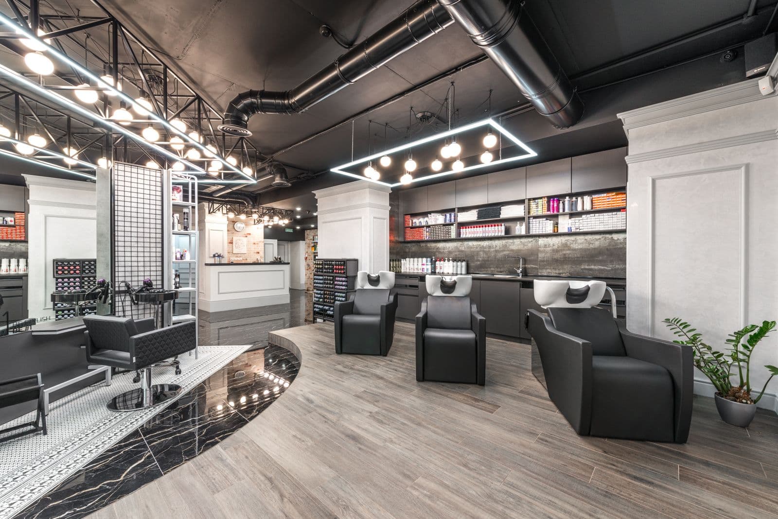 Spa and salon interior with beauty products
