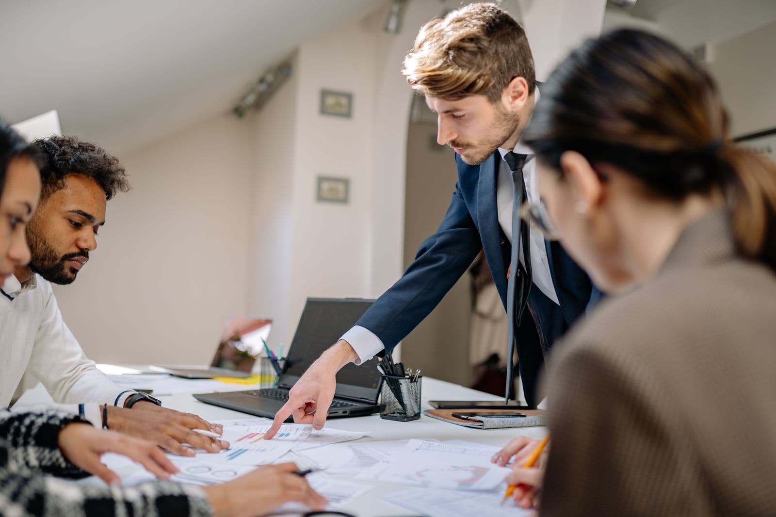 Diverse business team collaborating in an office