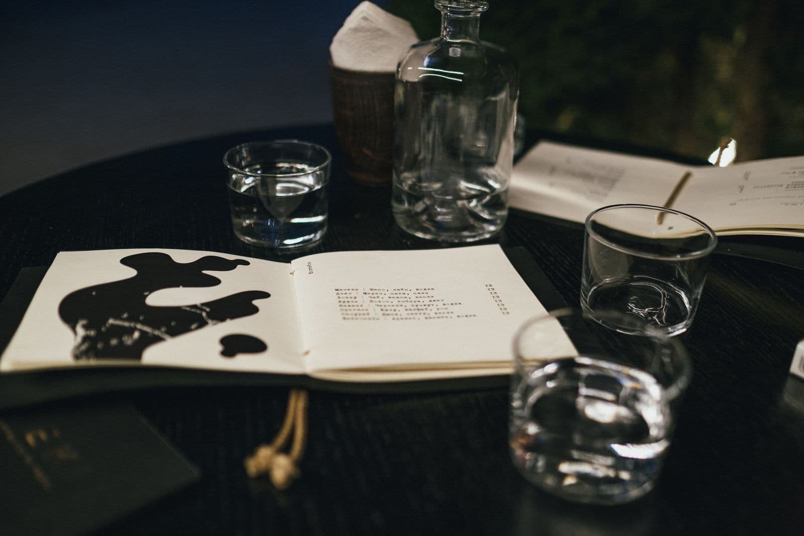 Restaurant menu on a table in an elegant interior