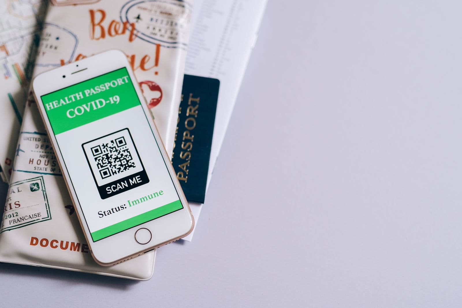 Person scanning a document with a smartphone