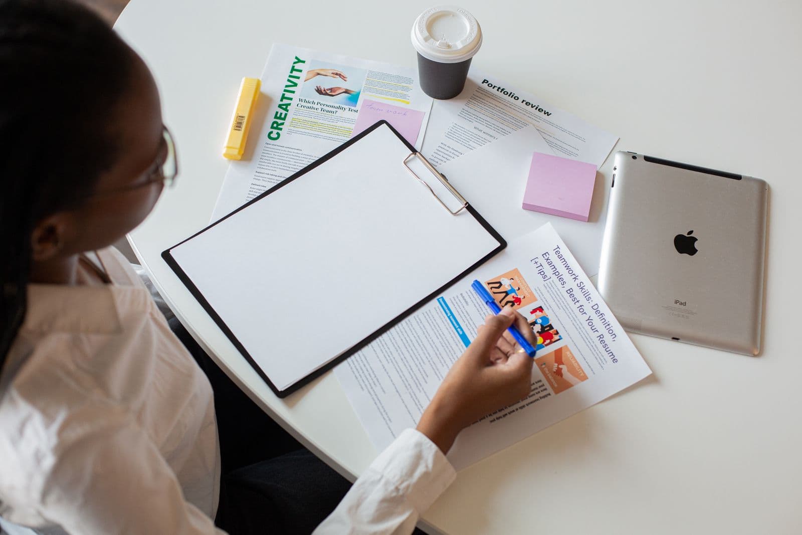 Design lookbook portfolio on a tablet at a creative desk